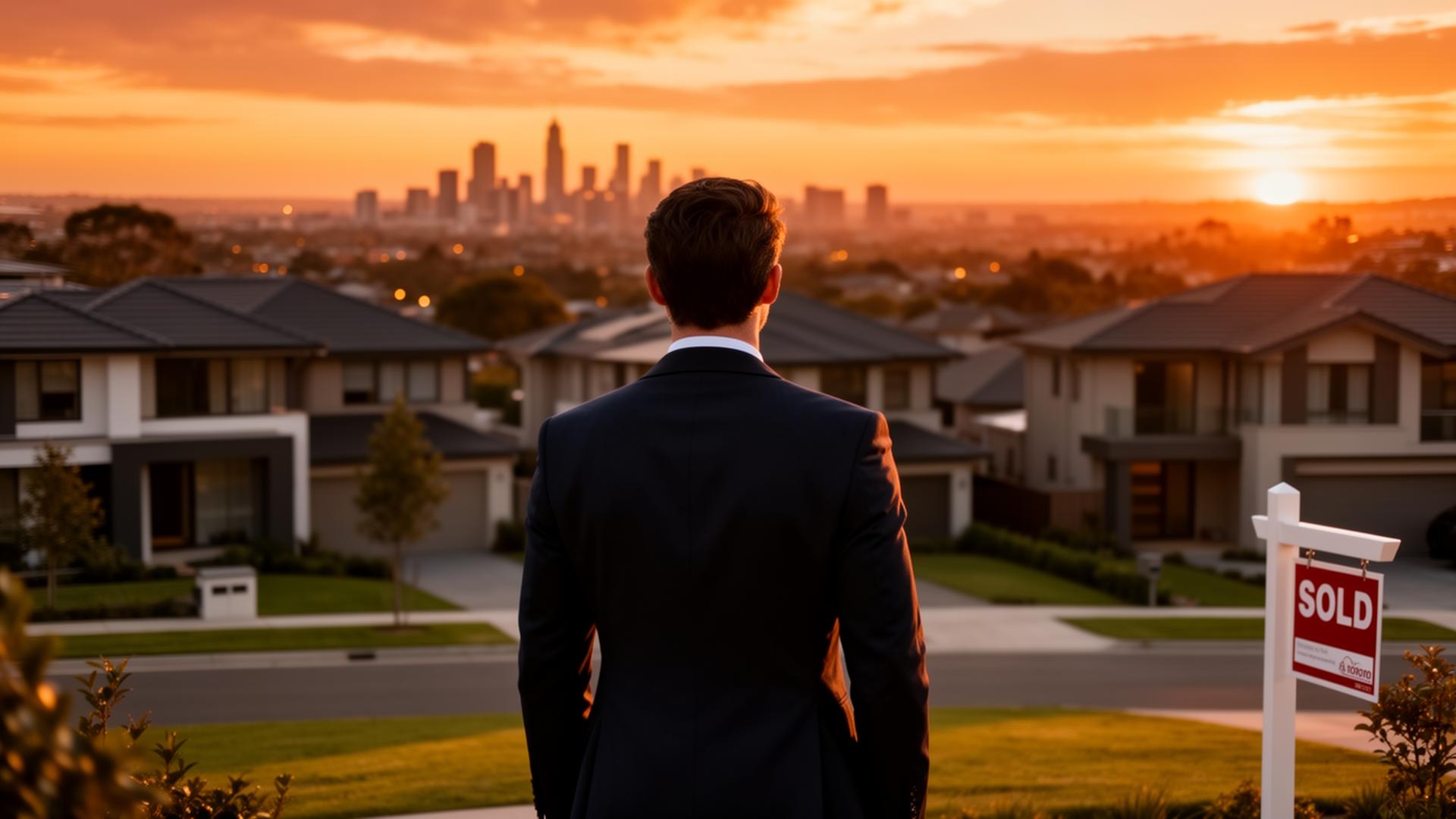 Real estate team leader looking out over a neighborhood